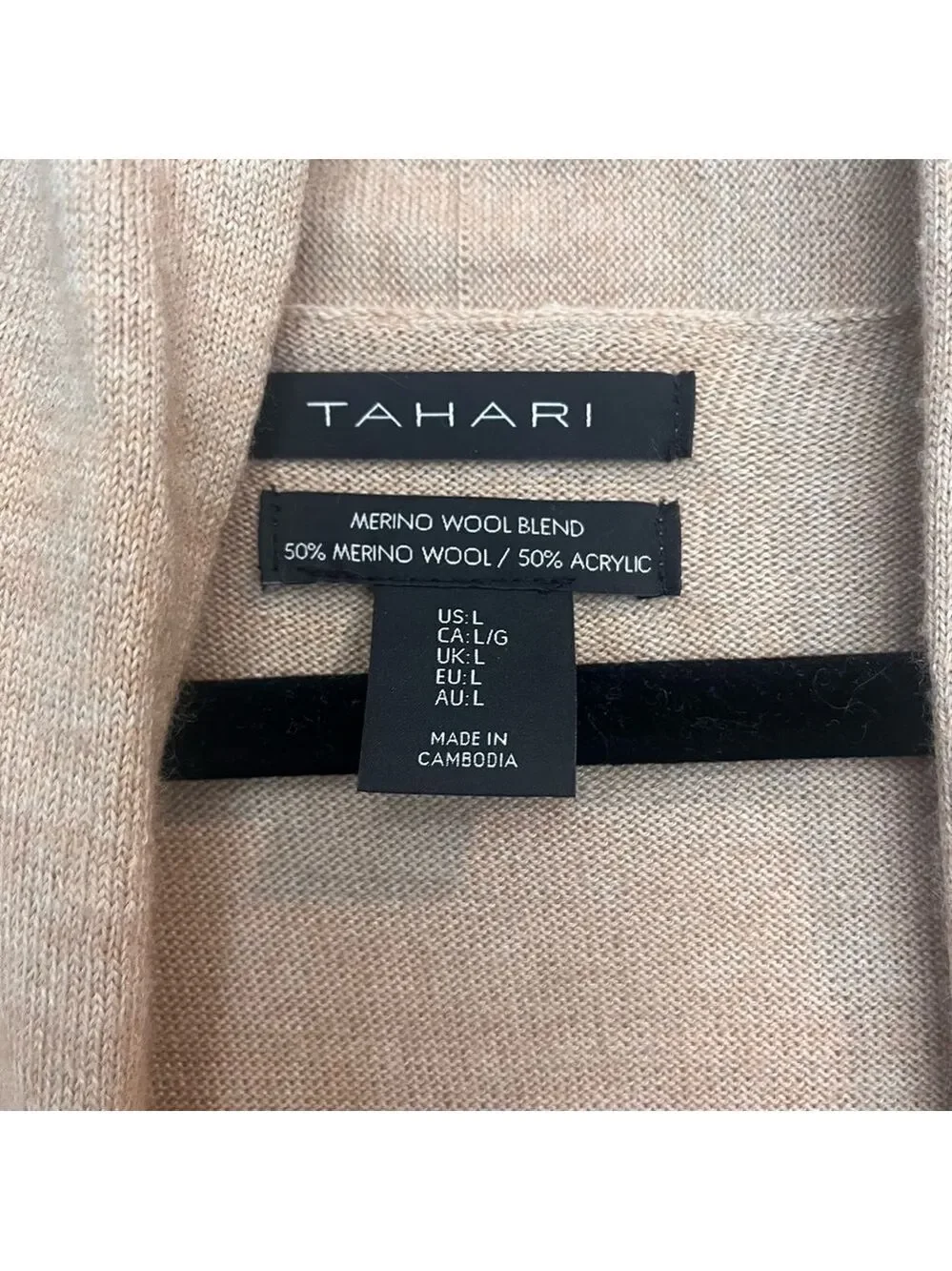 Tan Merino Wool Cardigan L - Picture 7 of 7
